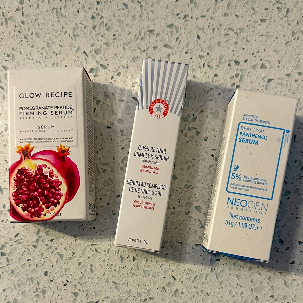 Luxury Serum Trio – Glow Recipe, First Aid Beauty & Neogen 🌸✨ $130+